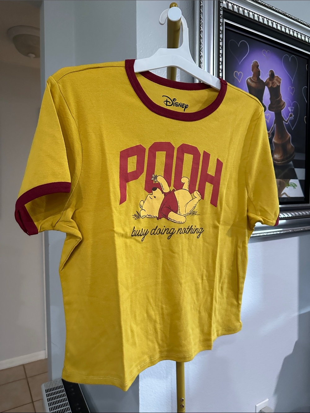 Disney Yellow & Maroon Winnie the Pooh Ringer Tee